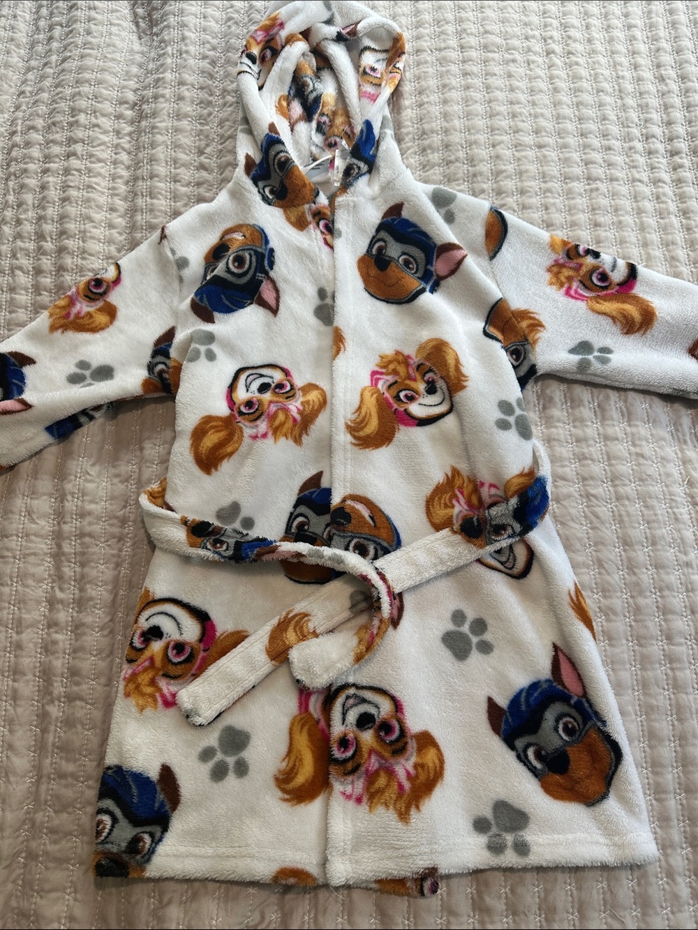 White Paw Patrol Hooded Fleece Robe with Belt